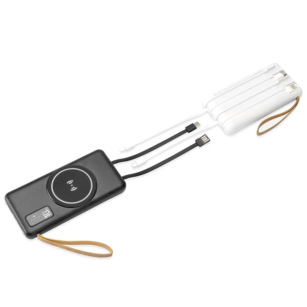 Power Bank 10.000mAh com Carregamento via Indução ou via Cabo
