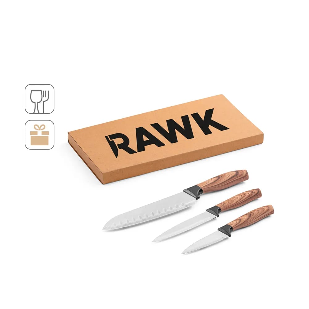 BAHARAT. Conjunto de 3 facas de cozinha com lâmina em aço inox e cabo ergonômico